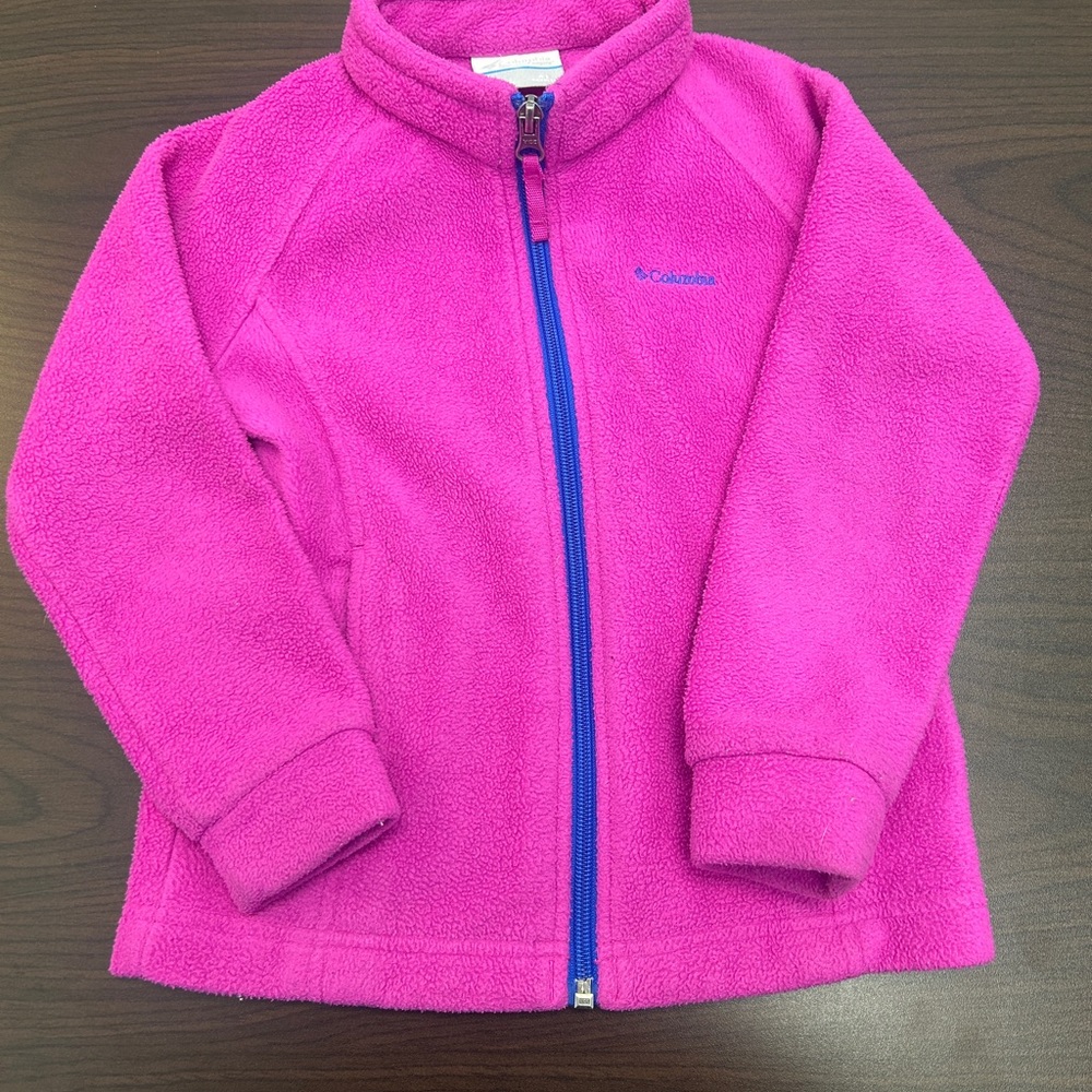 Columbia Girls 4T Pink Fleece Jacket Full Zip Cozy Lightweight